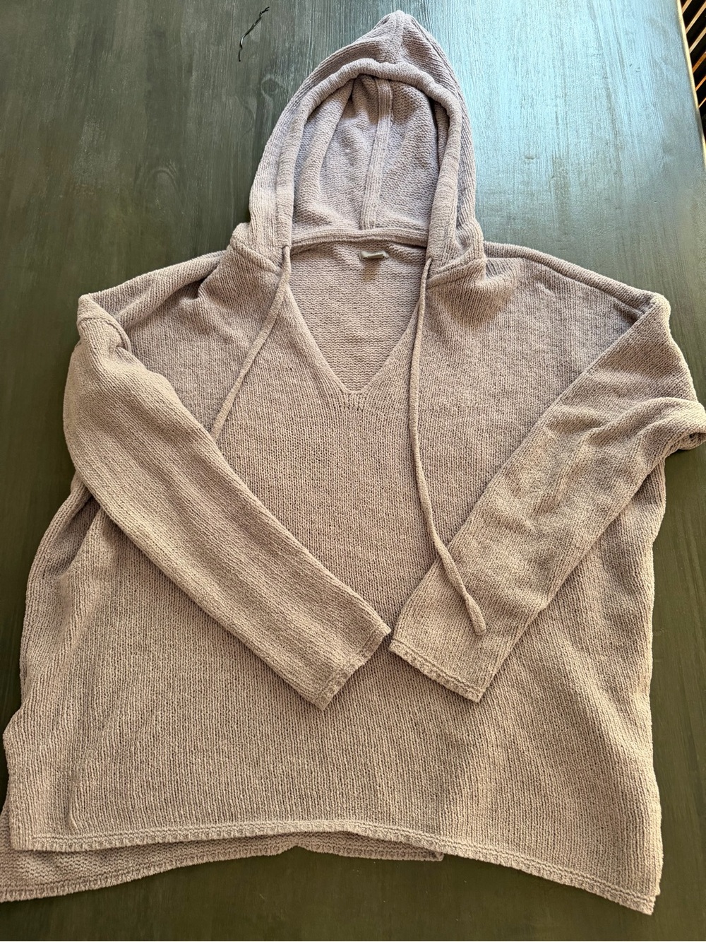 Aerie Hooded Chenille Sweater Medium Beige Taupe Cozy Oversized Pullover